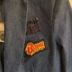 Hand sewn Bowie and bling on NWT Gap Denim Chambray Jacket.